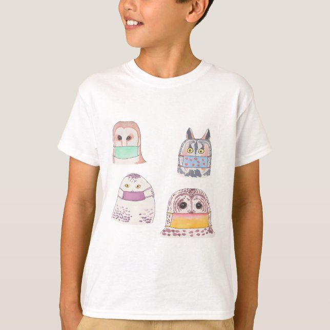 T-shirt Oiseaux avec masques faciaux. 2020 oiseaux (Devant)