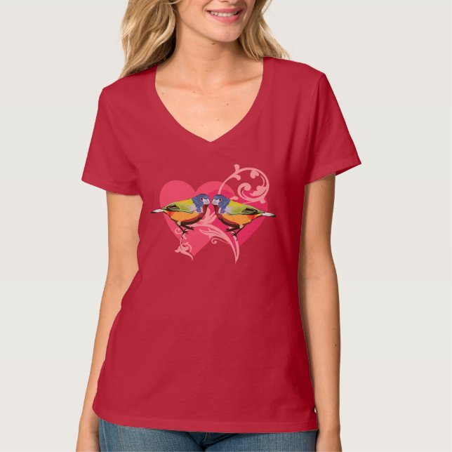 T-shirt oiseaux Bunting peints (Devant)