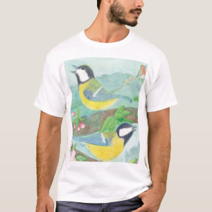 T-shirt Oiseaux chantant sur une branche d'arbre en fleurs