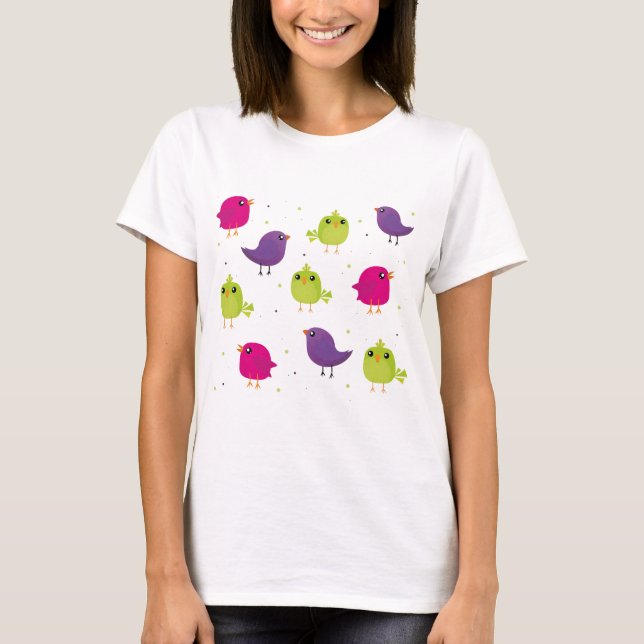 T-shirt Oiseaux colorés mignons  (Devant)