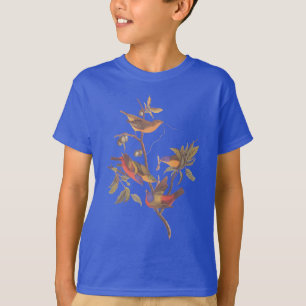 T-shirt Oiseaux de Bunting Peint Audubon dans Plum Tree sa