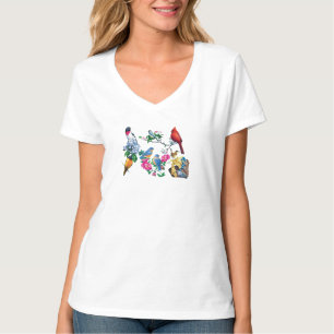 T-shirt Oiseaux de jardin col V