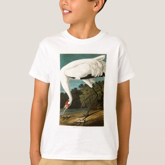T-shirt Oiseaux de John James Audubon de grue de huée de (Devant)