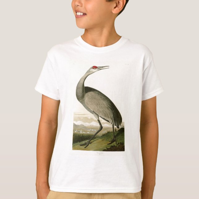 T-shirt Oiseaux de John James Audubon de grue de Sandhill (Devant)