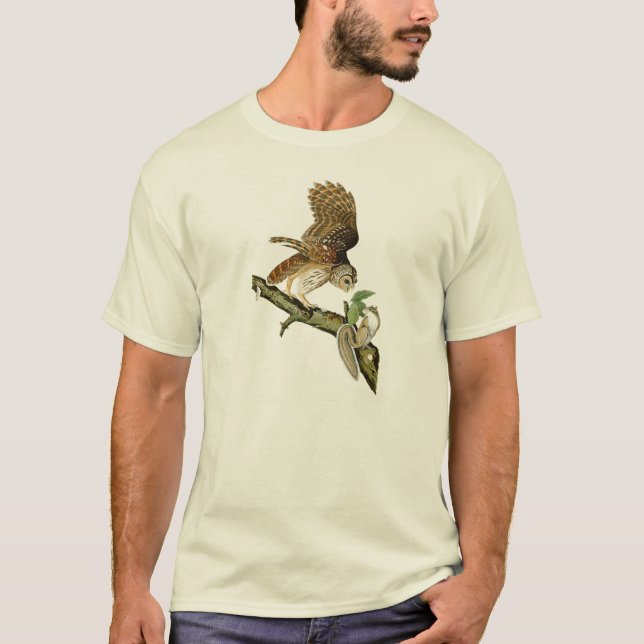 T-shirt Oiseaux de John James Audubon de hibou barré de (Devant)