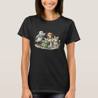 T-shirt Oiseaux de mer apportent des bouteilles en plastiq