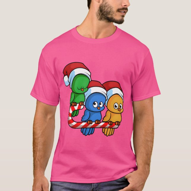 T-shirt Oiseaux de Noël Sucres de canne amis (Devant)