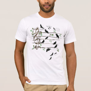 T-shirt Oiseaux de note musicale - noir