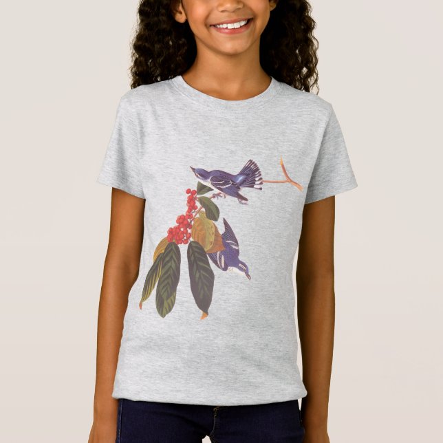 T-Shirt Oiseaux de Paruline bleu-vert d'Audubon (Devant)