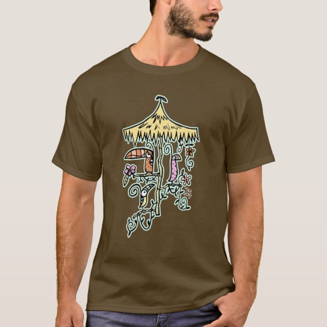 T-shirt Oiseaux de pièce de Tiki par Tiki élégant (Devant)