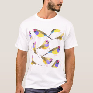 T-shirt Oiseaux de pinson de Gouldian dans l'aquarelle
