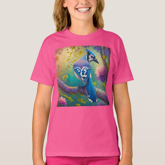T-shirt Oiseaux d'Imaginaire Jay bleu (Devant)