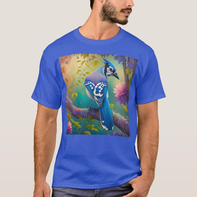 T-shirt Oiseaux d'Imaginaire Jay bleu (Devant)