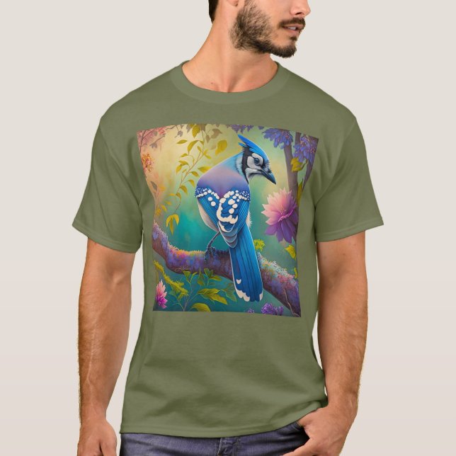 T-shirt Oiseaux d'Imaginaire Jay bleu (Devant)