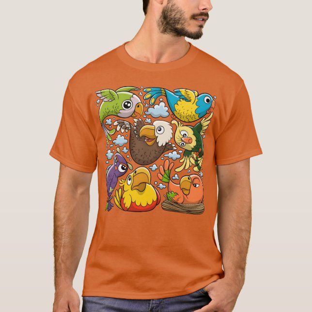 T-shirt Oiseaux Doodles Main Drake amis (Devant)