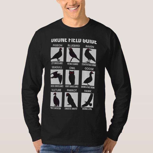 T-shirt Oiseaux Drone Field Guide Ils Arent Véritable Cons (Devant)