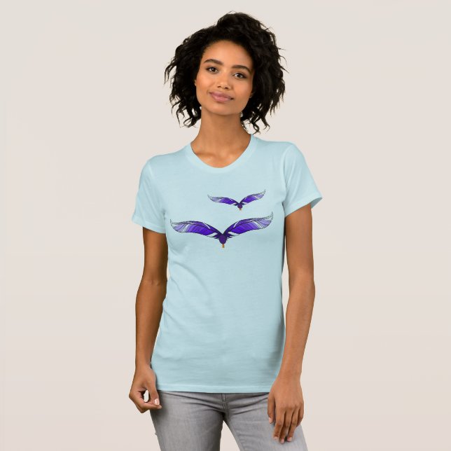 T-shirt - Oiseaux d'une plume en violet (Devant entier)