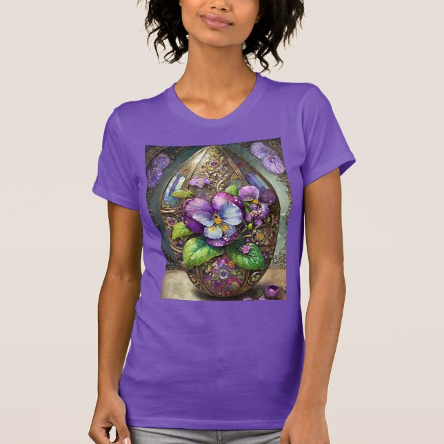 T-shirt Oiseaux en fleurs Pied violets Fleur sauvage Oeuf  (Devant)