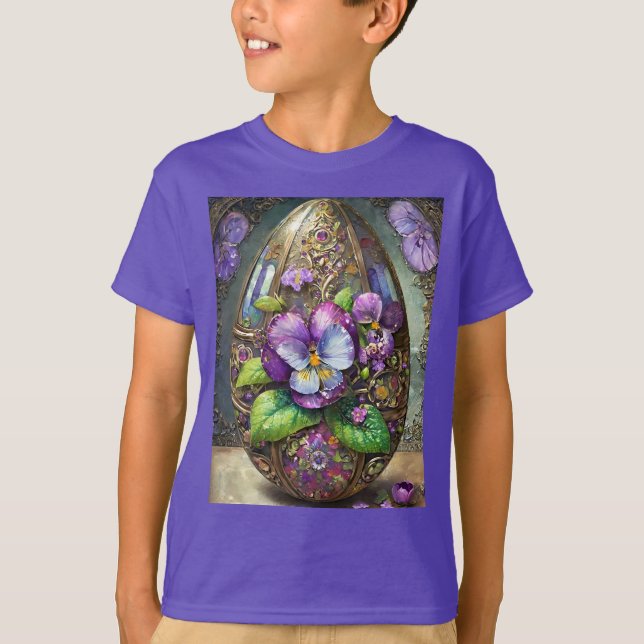 T-shirt Oiseaux en fleurs Pied violets Fleur sauvage Oeuf  (Devant)