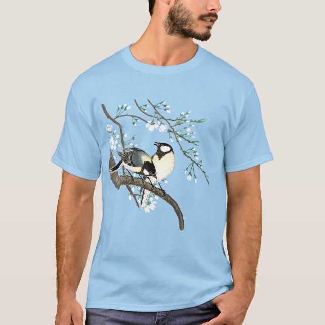 T-shirt Oiseaux et fleurs de cerisiers Ohara Koson (Devant)