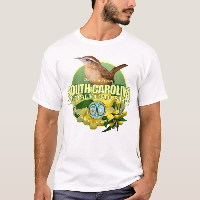 T-shirt Oiseaux et fleurs de l'État de Caroline du Sud (Devant)