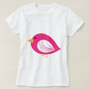 T-Shirt oiseaux fantaisistes colorés rose
