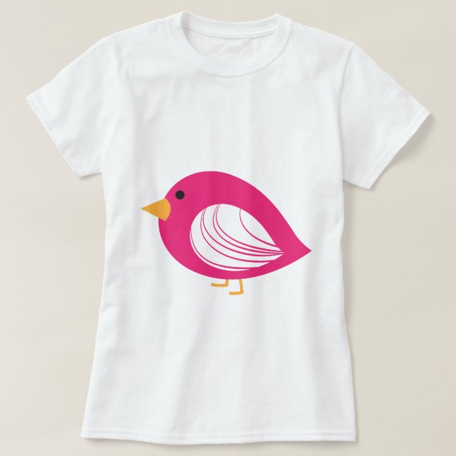 T-Shirt oiseaux fantaisistes colorés rose (Design devant)
