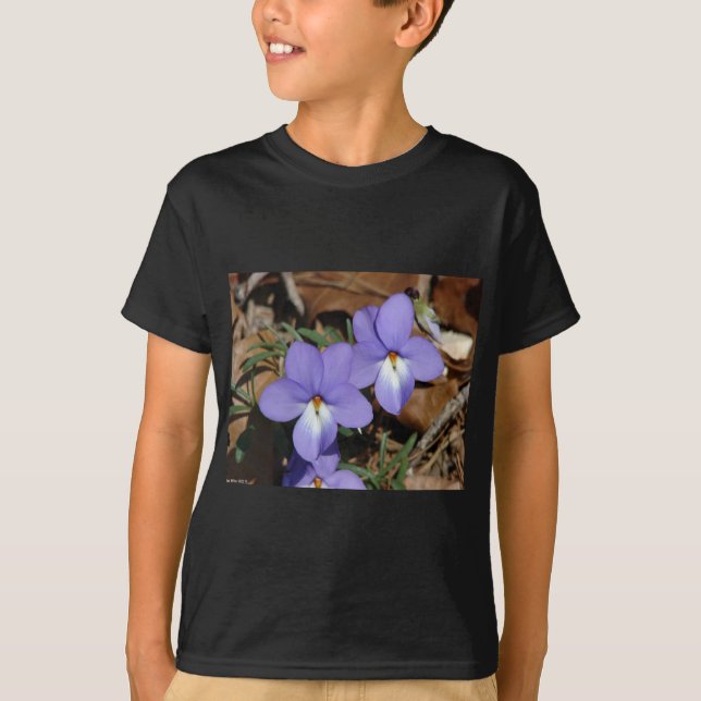T-shirt Oiseaux fleur sauvage-Pied Violet III Cadeaux et v (Devant)