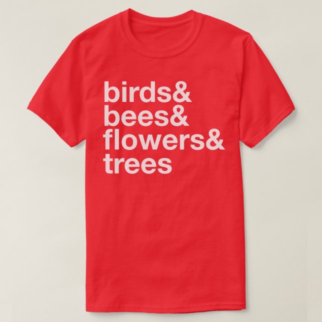 T-shirt Oiseaux Fleurs d'abeilles Arbres 1 (Design devant)