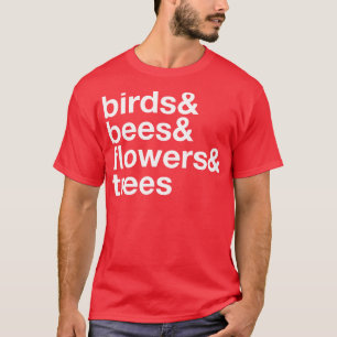 T-shirt Oiseaux Fleurs d'abeilles Arbres 1