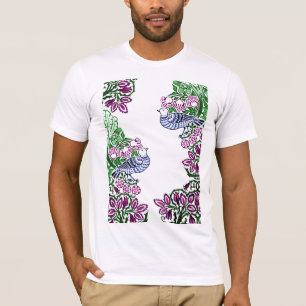 T-shirt Oiseaux folkloriques Fleurs Acorns