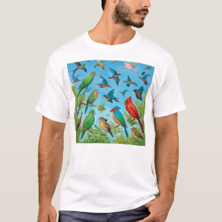 T-shirt Oiseaux géométriques - Liberté en vol
