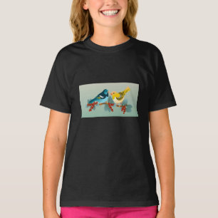 T-shirt Oiseaux inspirés par la nature Tee Noir de filles