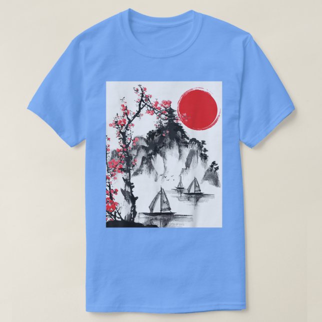 T-shirt Oiseaux Japonais Arbre Fleurissant Aesthétique Amo (Design devant)
