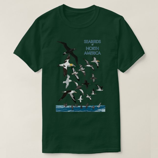 T-shirt Oiseaux marins de l'Amérique du Nord avec texte  (Design devant)