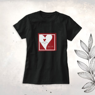 T-shirt Oiseaux modernes simples en amour Coeur rouge