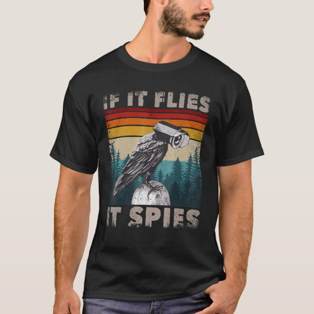 T-shirt Oiseaux pas vrai Merch Bird meme CCTV S'il vole (Devant)