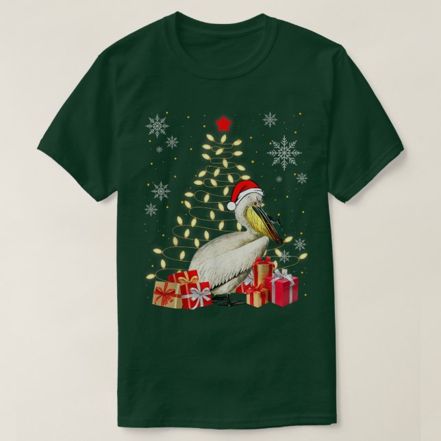 T-shirt Oiseaux pélicans Amoureux Noël Pélican Arbre de No (Design devant)
