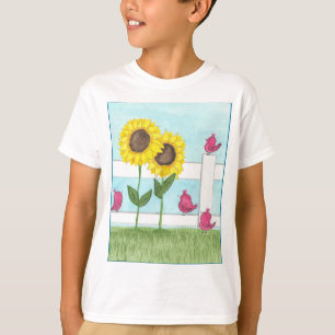 T-shirt Oiseaux roses et tournesols pour enfants