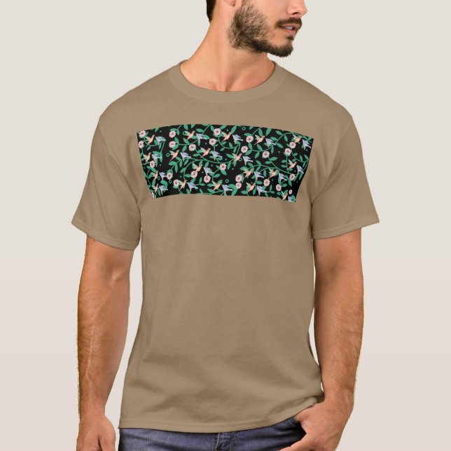 T-shirt Oiseaux sur fleurs et garçon plante (Devant)