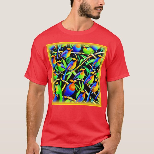 T-shirt Oiseaux Sur Peinture D'Arbre. Commandez dès mainte (Devant)