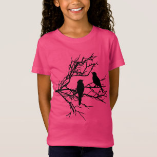 T-Shirt Oiseaux sur une branche, silhouette noire