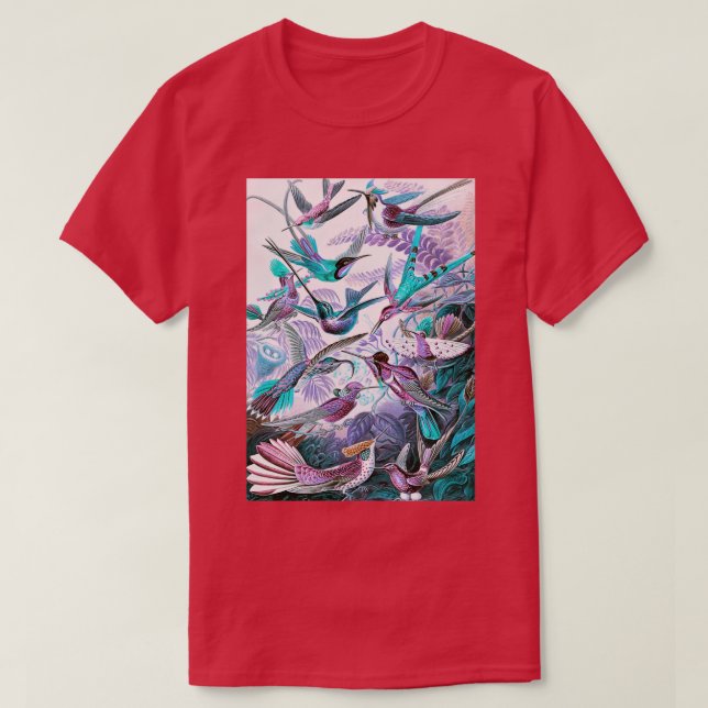 T-shirt Oiseaux Turquoises pourpres du Paradis Long (Design devant)