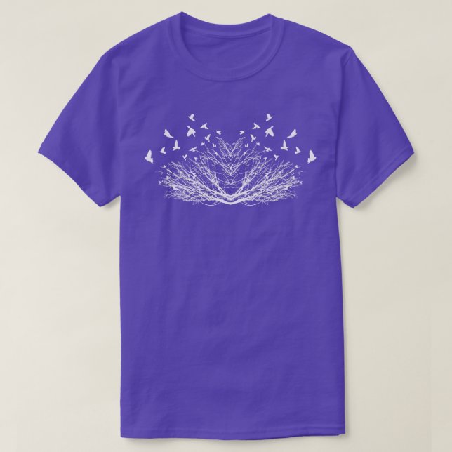 T-shirt oiseaux volants et arbres (Design devant)