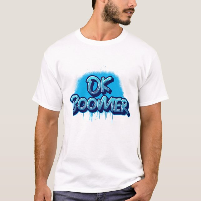 T-shirt Ok Boomer en Graffiti bleu (Devant)