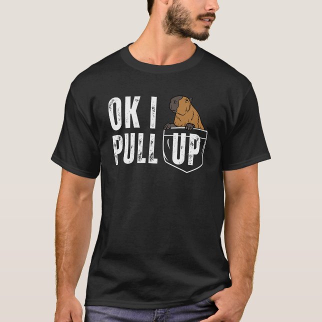 T-shirt Ok je débarque Capybara tendance Internet Pocket A (Devant)