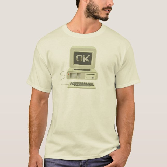 T-shirt OK Ordinateur : Écran d'ordinateur rétro avec 16 b (Devant)