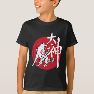 T-shirt Okami Amaterasu Dieu du Soleil Loup La Grande Vagu