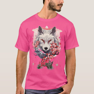 T-shirt Okami Wolf japonais Anime Kawaii Blossom Cherry Fl