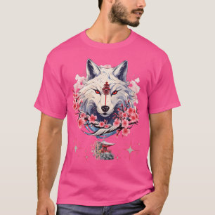 T-shirt Okami Wolf japonais Anime Kawaii Blossom Cherry Fl